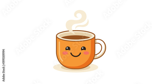 Smiling Cartoon Coffee Mug Cup.