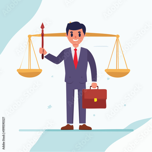 Lawyer Holding Scales of Justice and Briefcase