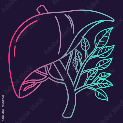 Anatomy liver organ with growing plant vector art.