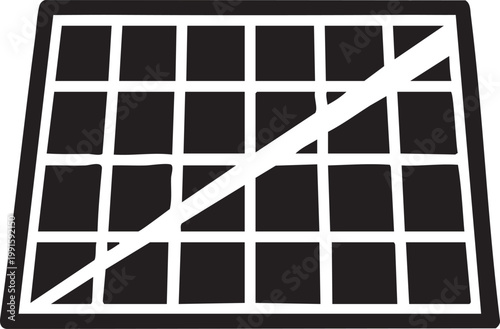 Solar panel silhouette representing renewable green energy source