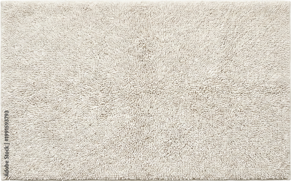 Fototapeta premium Soft beige shaggy bath mat isolated on transparent background