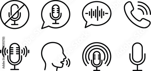 Microphone and voice communication vector illustration, flat design