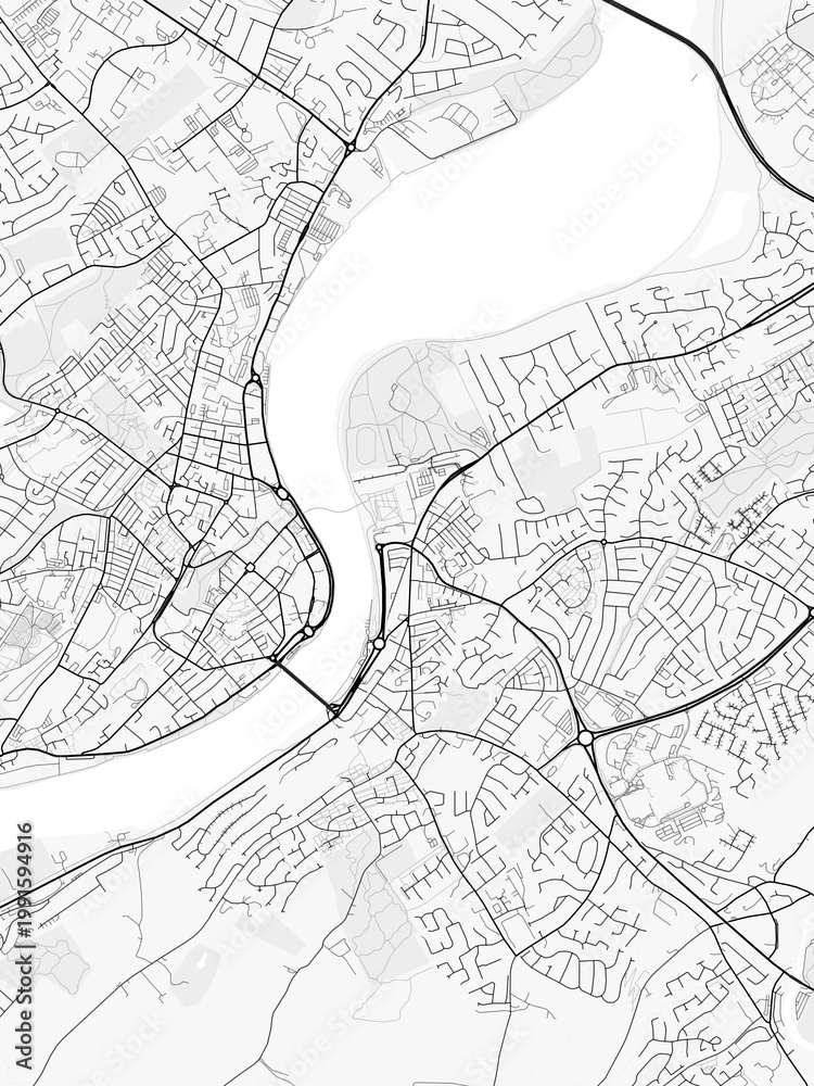 Obraz premium Londonderry City Map. Minimalist black and white line art poster for printing, wallpaper, wall art, and map resources for home and office decor