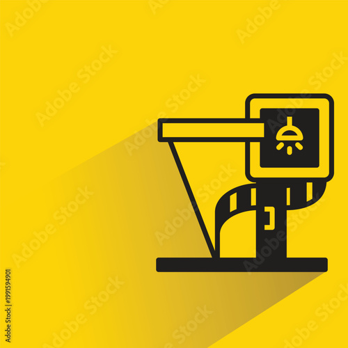 modern building icon with shadow on yellow background