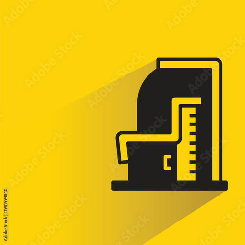 modern building icon with shadow on yellow background