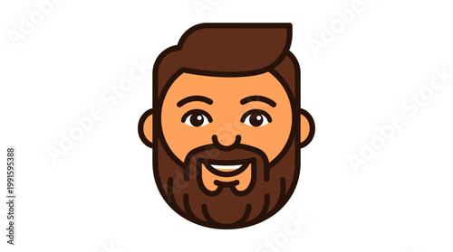 Smiling Cartoon Man with Brown Beard.
