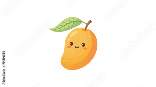 Smiling cartoon mango fruit illustration.