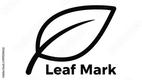 Leaf Mark: A simple yet elegant illustration of a single leaf, symbolizing growth, harmony, and the beauty of nature. Perfect for environmental and organic brands.