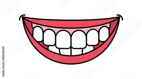 Smiling cartoon mouth with white teeth.