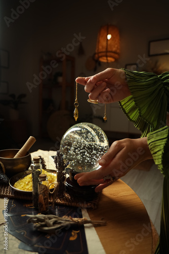 Fortune teller's hands with...