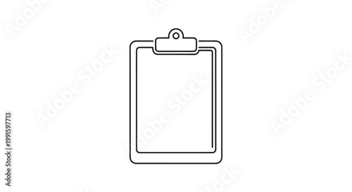 Clipboard with blank paper sheet.