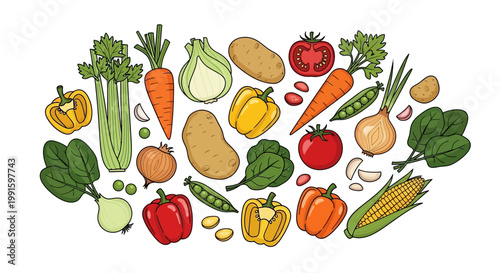 Colorful assortment of fresh vegetables.