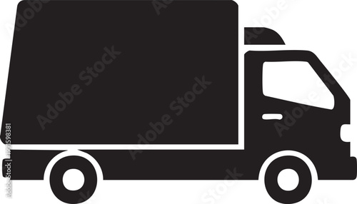 Delivery truck black silhouette simple graphic icon with supply chain