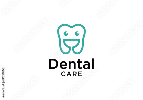 Dental clinic icon logo vector design with teeth design and smile image.