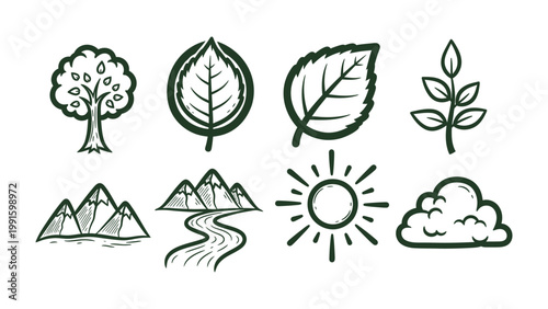 Nature's Sketchbook: A collection of delightful hand-drawn illustrations showcasing elements of nature in a simple and charming style.