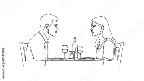 Couple enjoying a romantic dinner date.