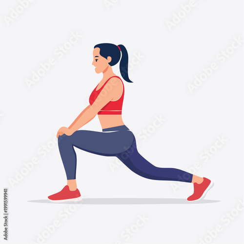 Woman doing a lunging stretch exercise