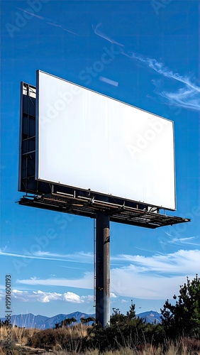 A blank outdoor ad space against a blue sky