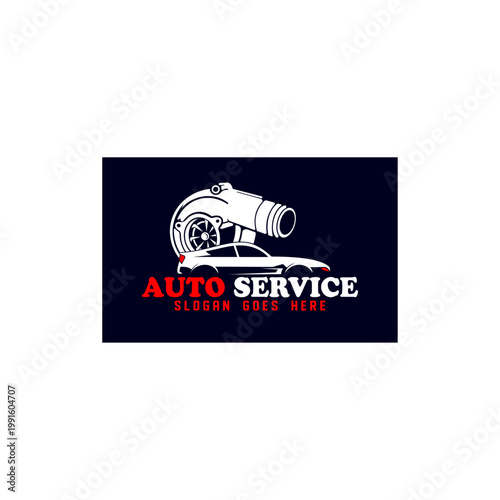 Automotive car logo design vector icon with turbo