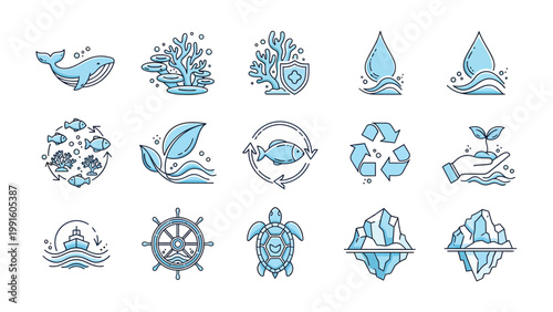 Eco Icons of Life: A collection of meticulously crafted ecological icons, each a symbol of nature's beauty and the importance of environmental preservation.