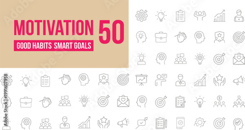 motivation 50 day habits smart goals progress checklist vector illustration flat design