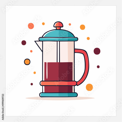 French Press Coffee Maker Illustration