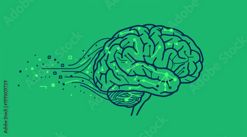 Digital brain illustration representing artificial intelligence and neural networks.