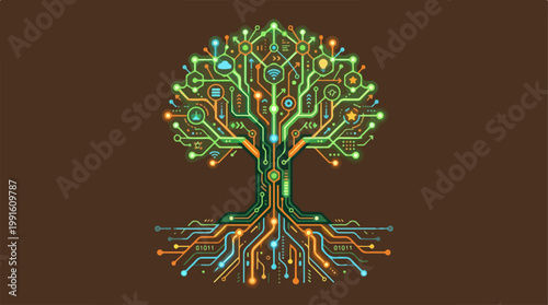 Digital Circuitry Tree - A Technological Representation of Natures Interconnectedness.