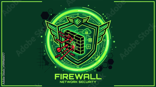 Firewall Network Security - Digital Shield Protecting Data and Systems.
