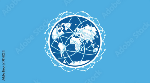 Global network connection illustration representing worldwide communication.