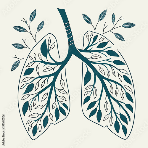 Lungs tree organic design with leaves and branches.