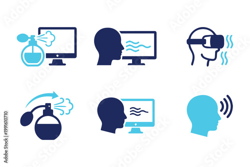 Digital Scent Technology Icons for Virtual Reality and Olfactory Digital Interface Sensation Design