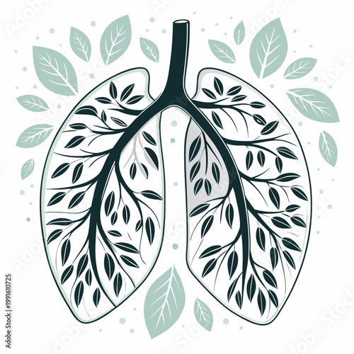 Lungs tree branches illustration abstract nature design.