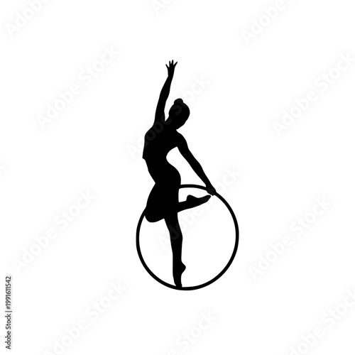 Graceful hoop dancer performing an elegant routine with poised balance and motion