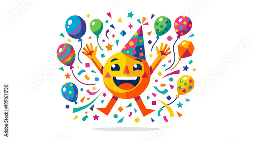 Smiling Emoji Wearing Party Hat.