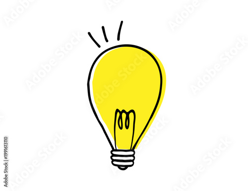 シンプルな手書きの電球のイラスト