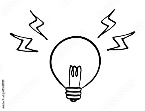 シンプルな手書きの電球のイラスト