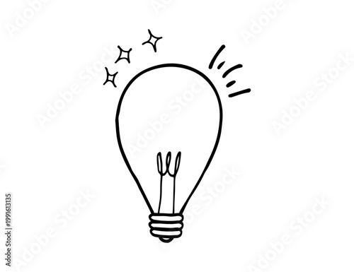 シンプルな手書きの電球のイラスト