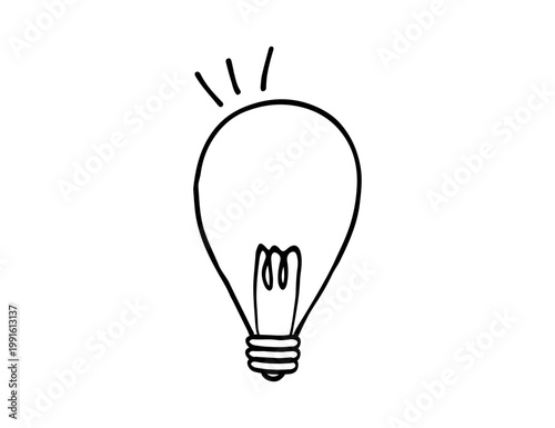シンプルな手書きの電球のイラスト