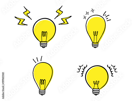 シンプルな手書きの電球のイラスト