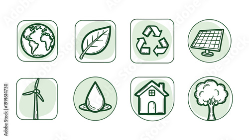 Eco-Friendly Icons: A collection of meticulously crafted icons, each representing a crucial element of environmental sustainability. These icons capture essential concepts