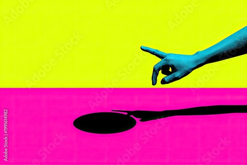 Vibrant Abstract Art - Hand Reaching Towards Mysterious Black Pool.