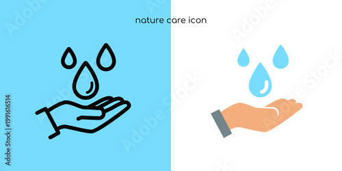 Water Care Hand Drop Icon Set