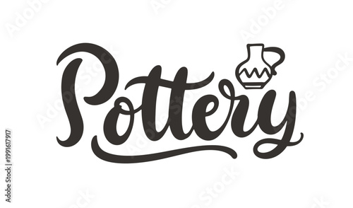Pottery hand written lettering calligraphy