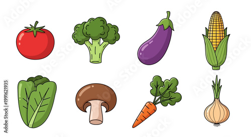 Colorful illustration of various vegetables.