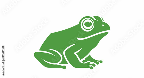 Green Frog Sitting Profile View.
