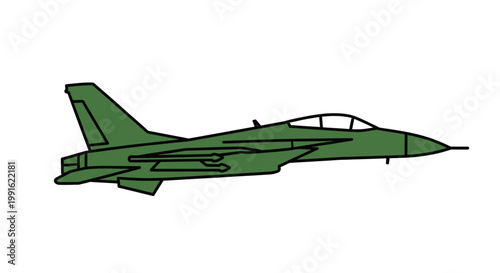 Green Military Fighter Jet Aircraft.