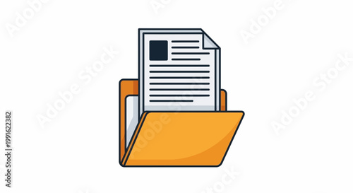Open Folder with Document Icon, Business Document Management, Data Organization