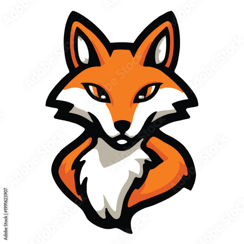 Cartoon Fox Head Illustration Closeup.