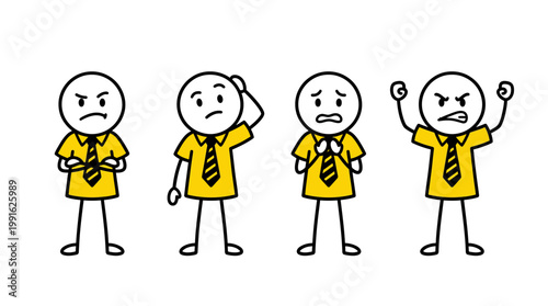 Diverse stick figures expressing a range of negative emotions and feelings